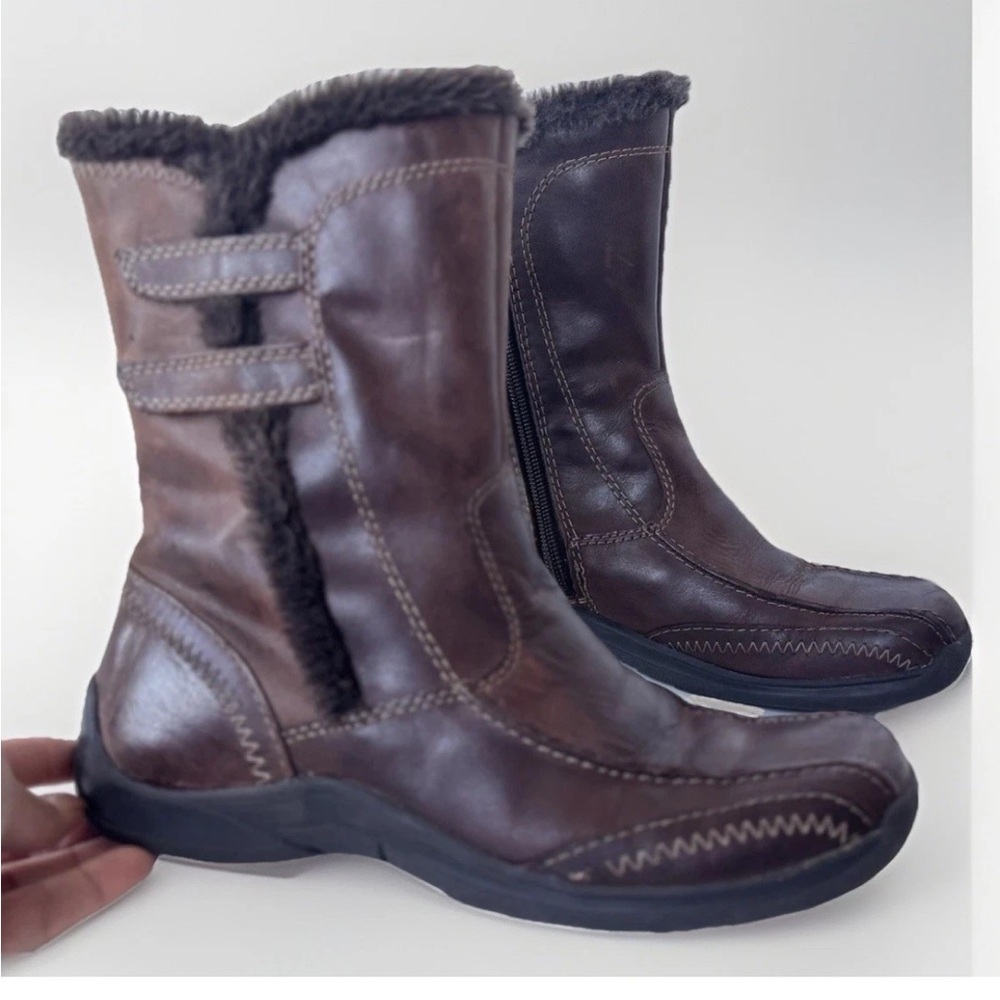 Vintage 90s Y2K Aldo Lamarr Brown Lined Faux Fur Ankle Boots Booties Shoes 37